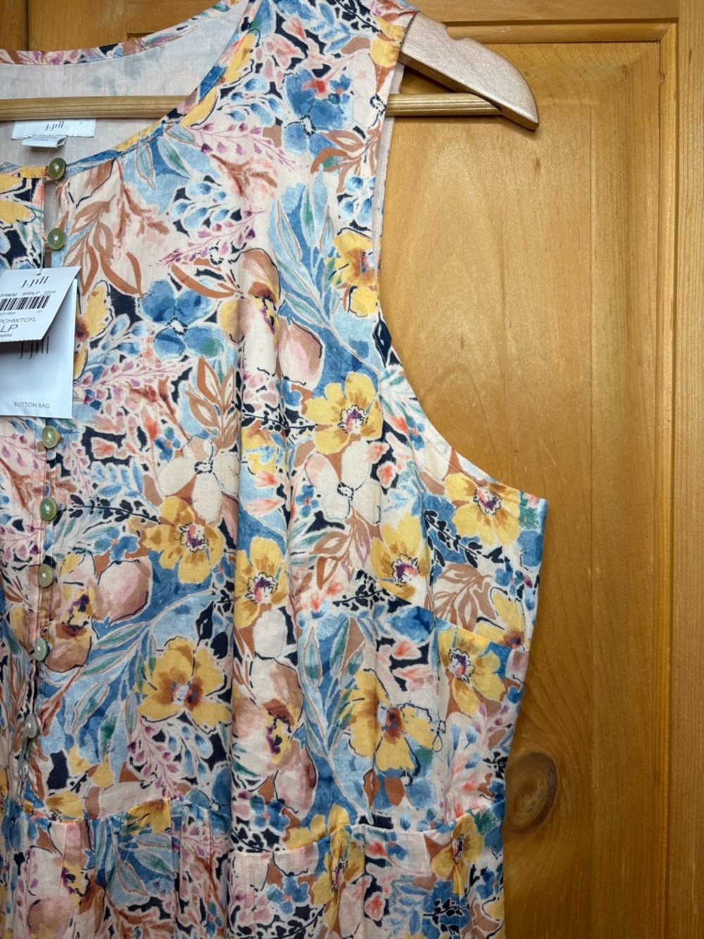 J. Jill Floral Sleeveless Maxi Dress in Yellow, Blue & Cream - Picture 12 of 15